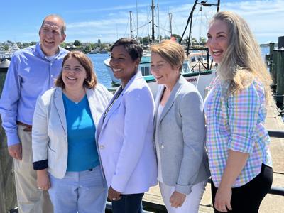 Attorney General Maura Healey and Attorney General Candidate Andrea Campbell visit the seaport