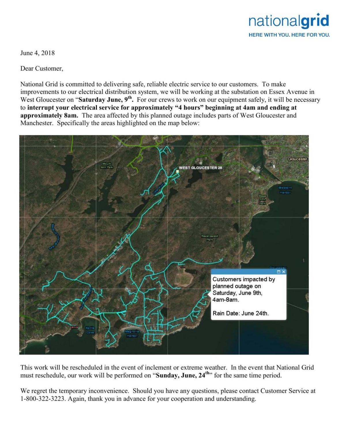 National Grid planned power outage