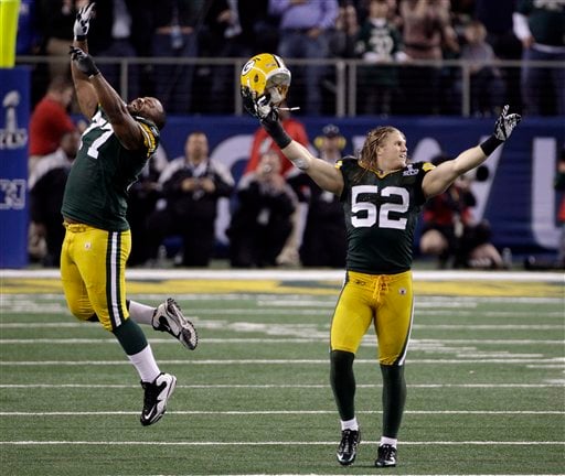 Green Bay Packers Donald Driver reacts after a touchdown in the