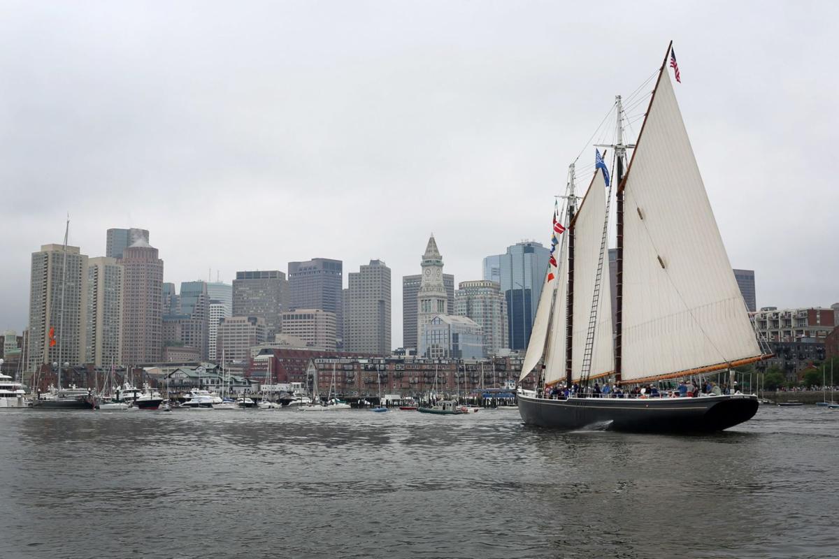 Slidehsow Sail Boston 2017's Parade of Sail from aboard the schooner