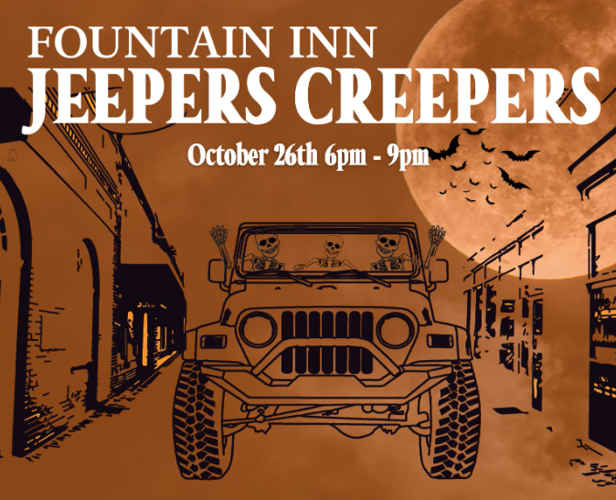 Main Street Fountain Inn hosting Jeepers Creepers, Halloween trickor