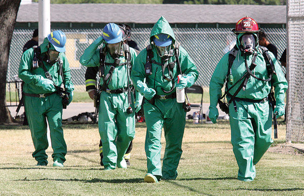 Hazmat Team Checks Spill At City Pool Tracy Press