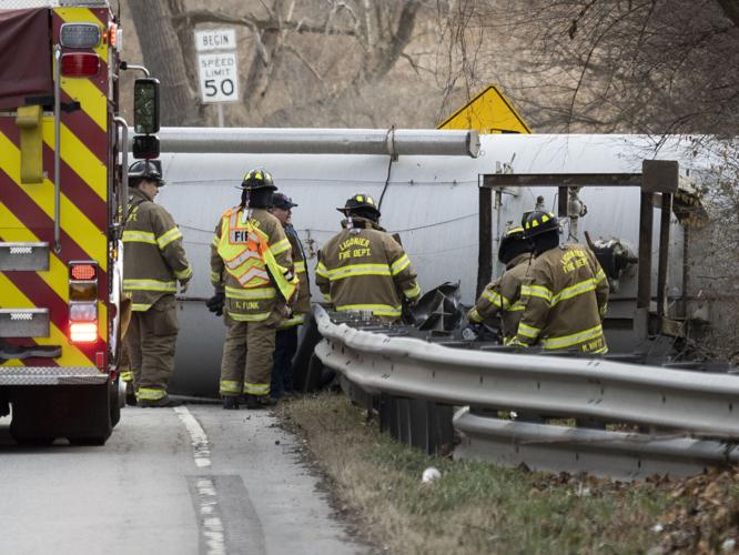 Semitractortrailer loaded with LP gas crashes along U.S. 6 in Ligonier