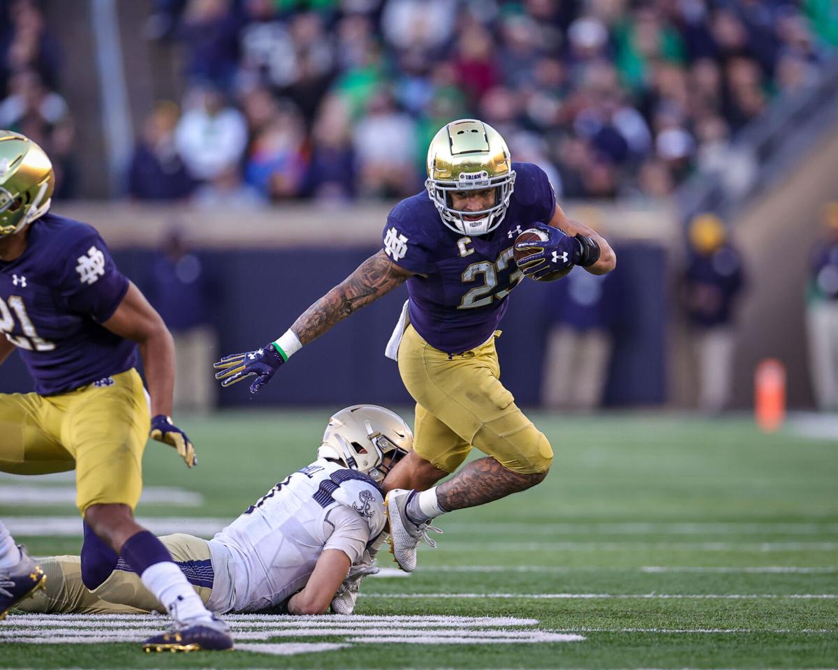 Navy vs Notre Dame - Kyren Williams tackled