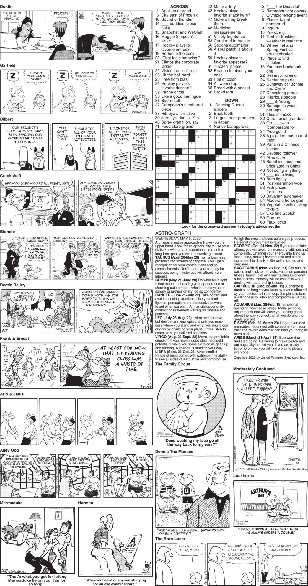 Comics and crossword page for Tuesday May 5 2020 News goshennews com