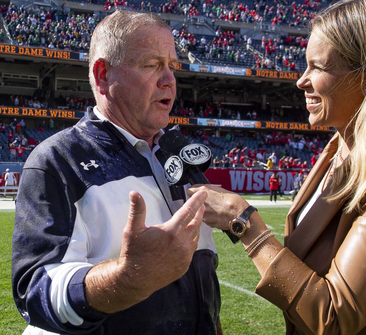 #12 Notre Dame defeats #18 Wisconsin 41-13 - Kelly interviewed