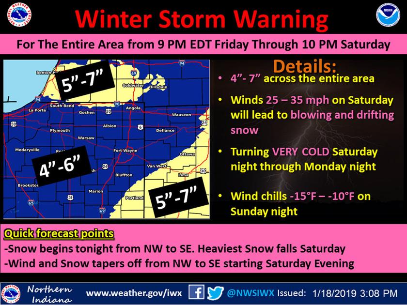 National Weather Service issues a winter storm warning News