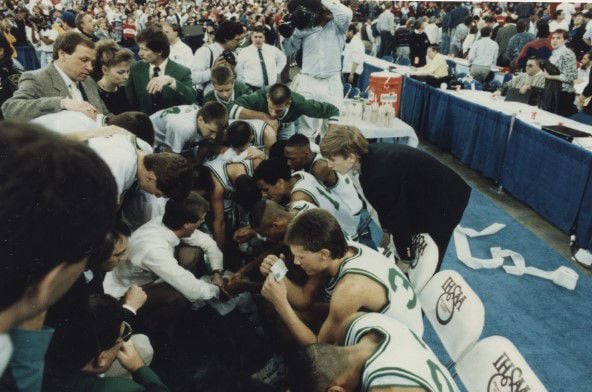 Concord 1990 post title game on bench