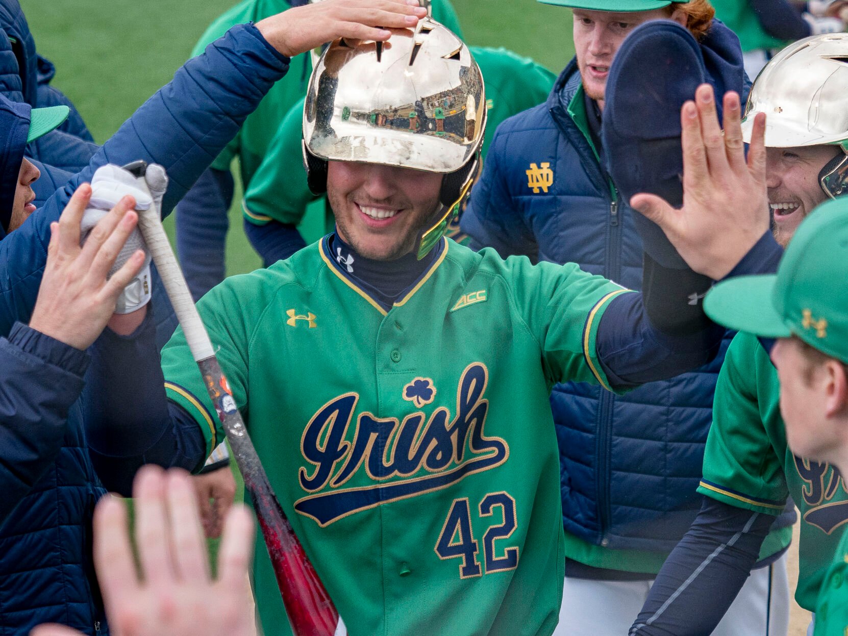 Notre dame cheap green baseball jersey