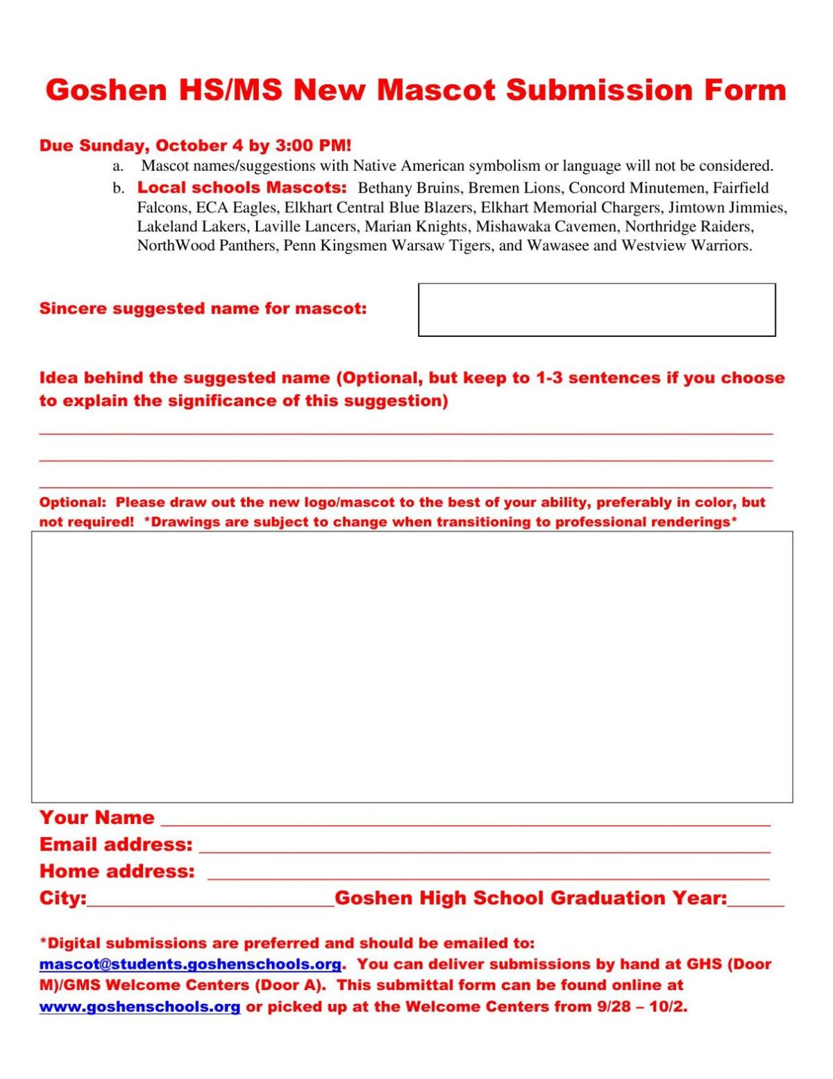 Local Goshen Alumni Can Make Mascot Suggestions Starting Friday News Goshennews Com