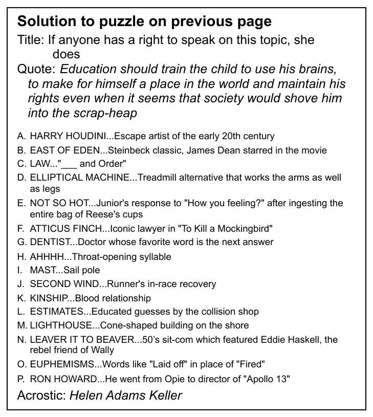Anacrostic if anyone has a right to speak on this topic news