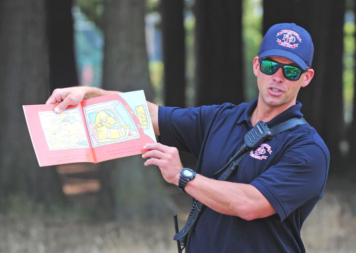 Burlington firefighters take part in library summer reading program
