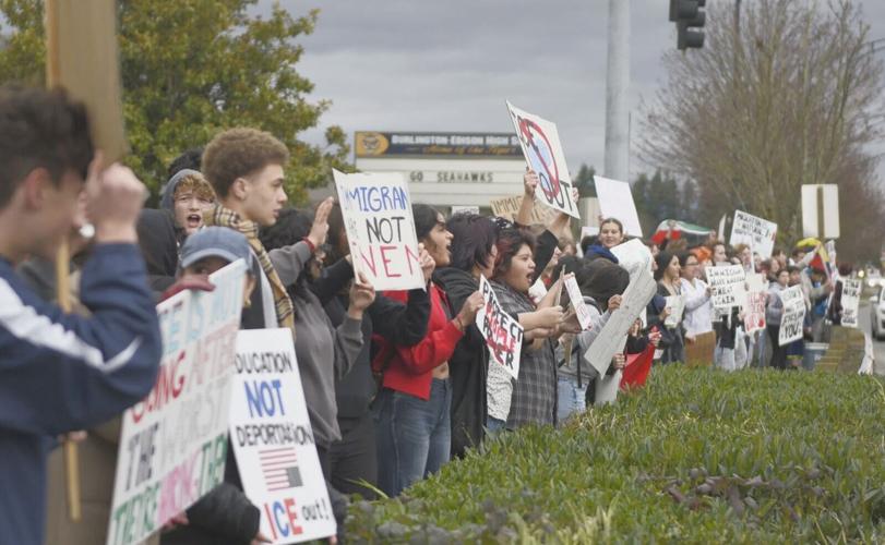 Burlington-Edison High School students protest actions by ICE ...