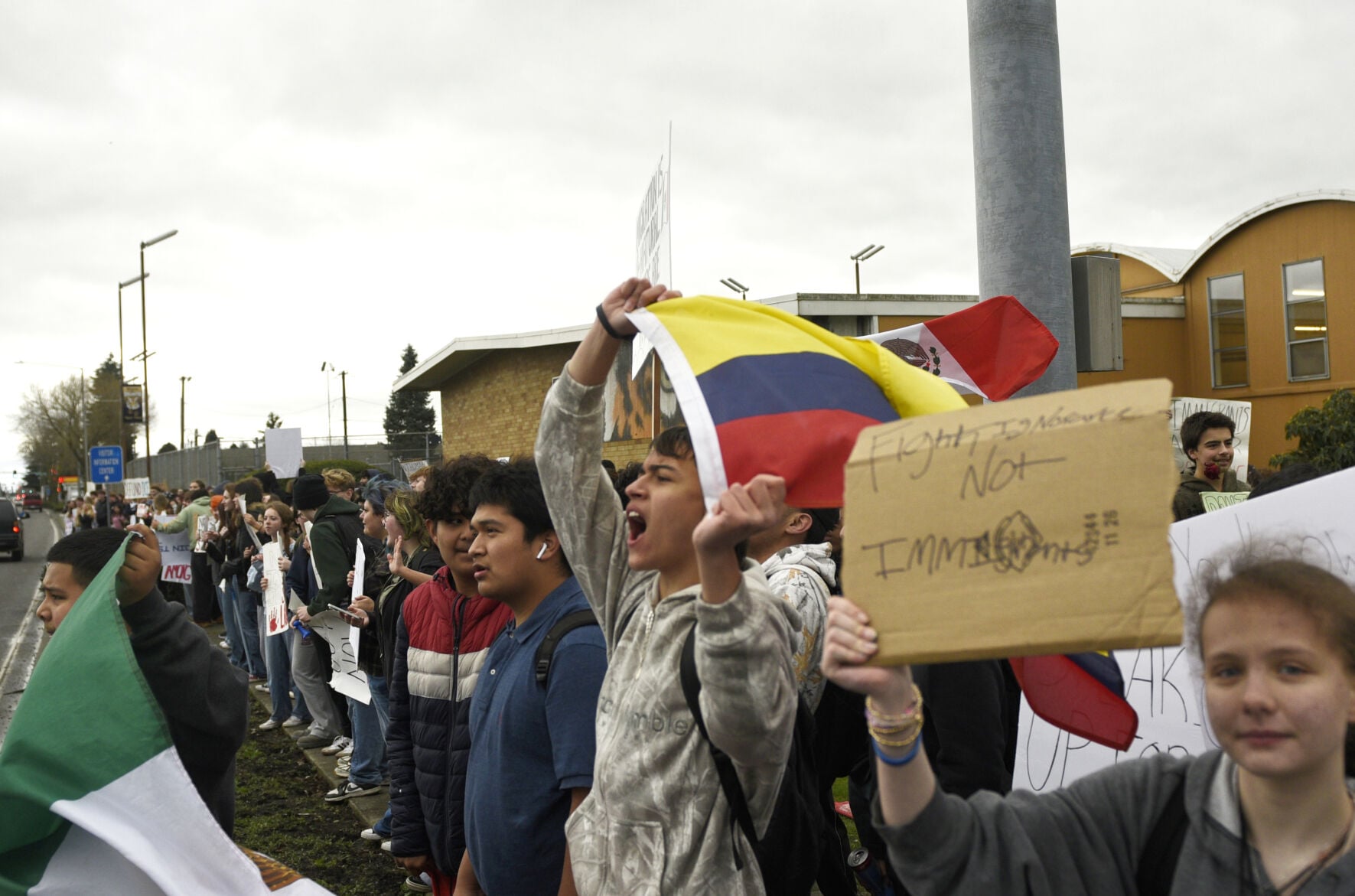 Burlington-Edison High School students protest actions by ICE ...