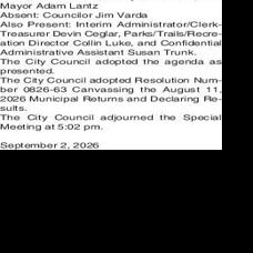 CHISHOLM CITY COUNCIL SPECIAL MEETING