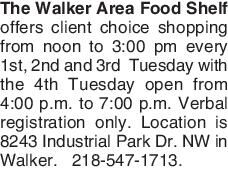 The Walker Area Food Shelf offers