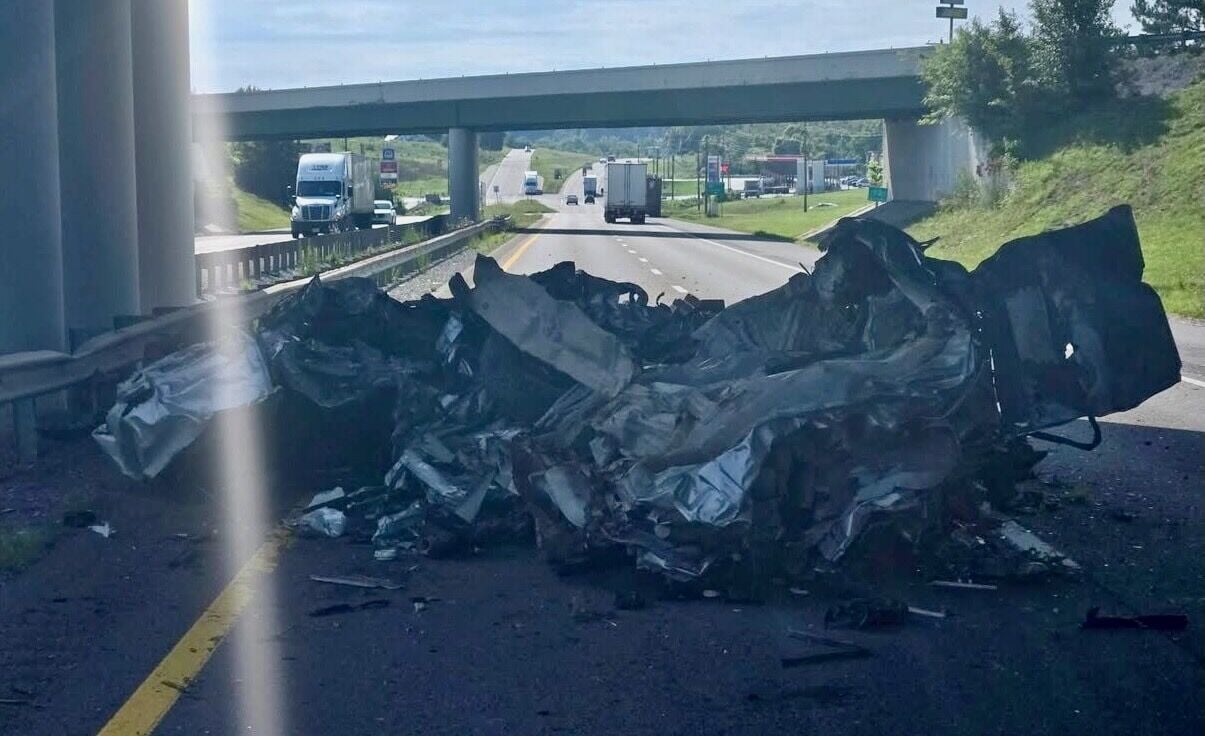 Overloaded Truck Strikes Underside Of I-81 Bridge In Mosheim