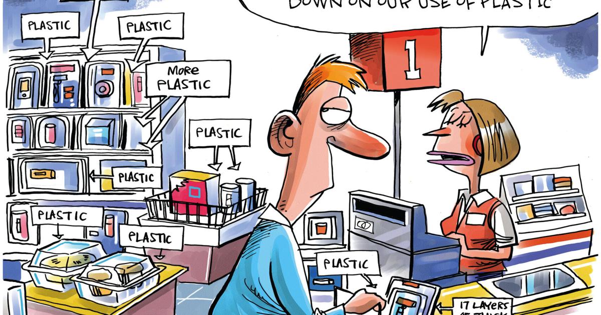 Less Packaging Cartoon Cutting Down On Plastics | Editorial Cartoons | greenevillesun.com