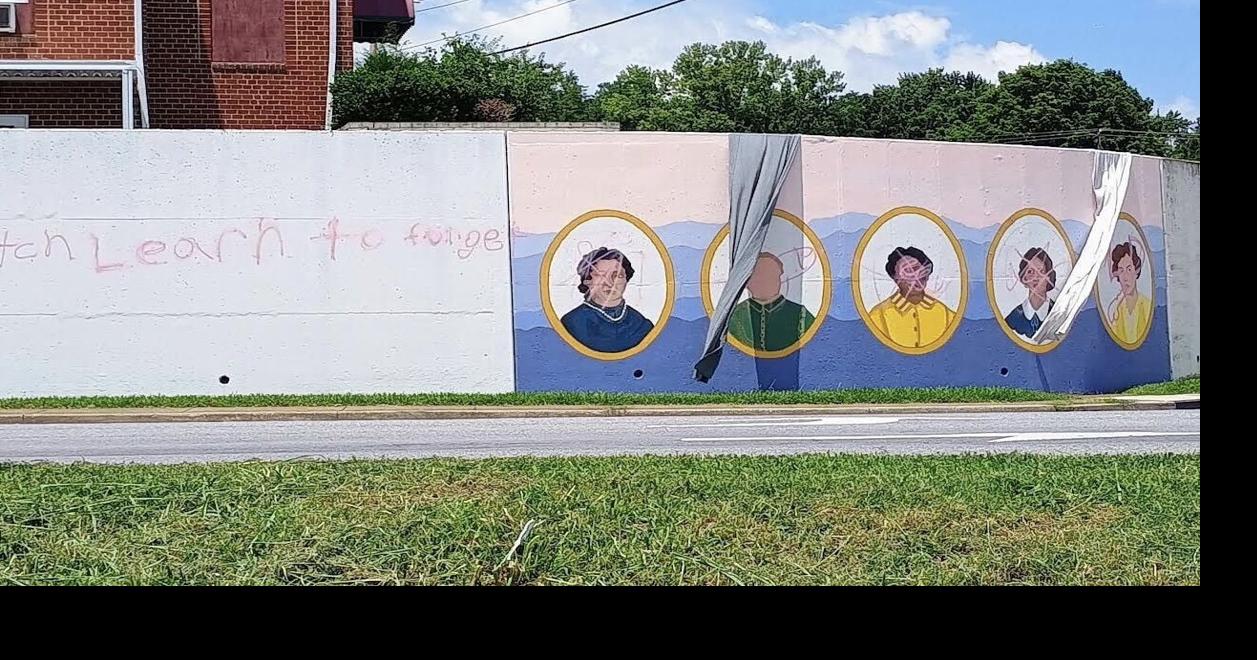 Mural depicting notable Greeneville women defaced with graffiti