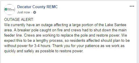 Lake Santee Power Outage Announcement Local News Greensburgdailynews Com