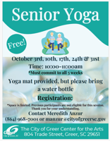 City of Greer offers free senior yoga classes in October