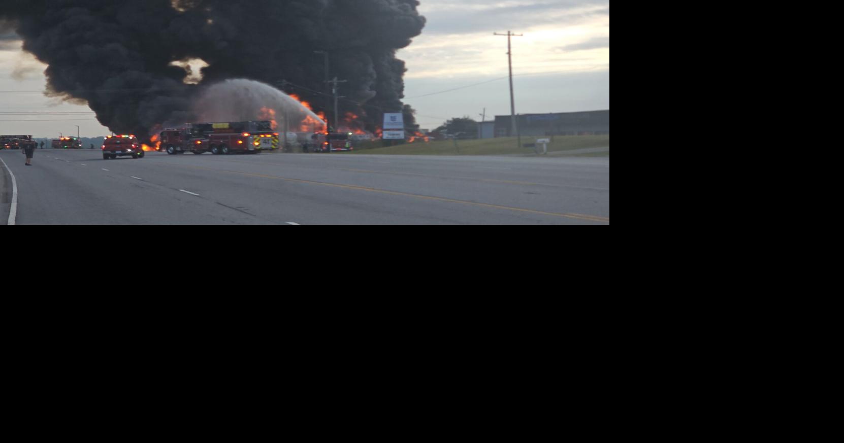 Commercial vehicle fire sparks massive blaze in Greer
