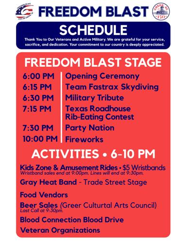 Freedom Blast Map and Schedule - 8.5 x 11 in - Freedom Blast Schedule 2026