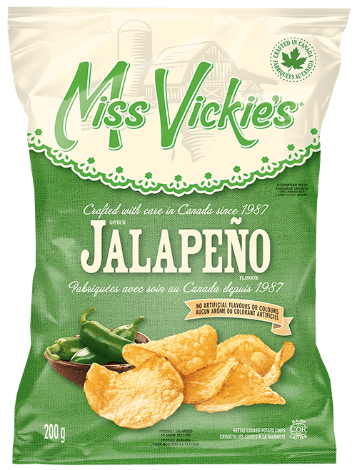 Miss Vickie's Kettle Cooked Potato Chips – Spicy Dill Pickle 200g (4 Bags) Canadian