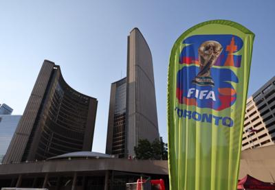 FIFA banner in front of Toronto City Hall
