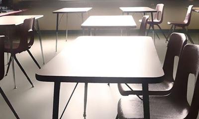School desk and chair