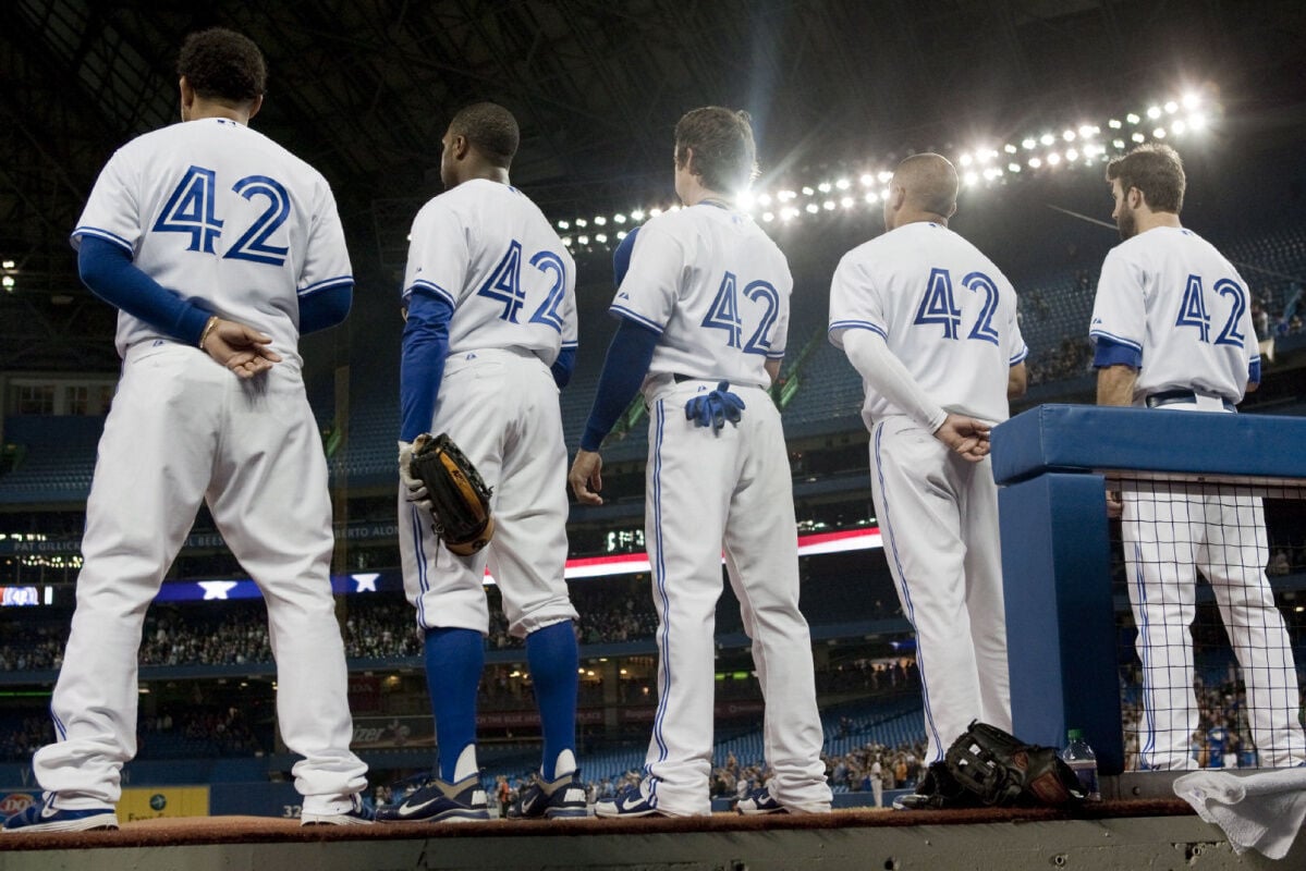 With all players wearing No. 42 MLB honours Jackie Robinson Day with ballpark tributes