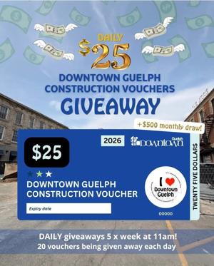 Downtown Guelph to kick off big giveaway of $25 vouchers for stores