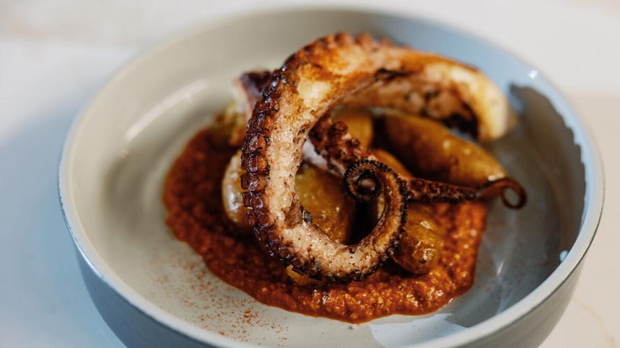 Octopus with romesco and fingerlings at Vybe