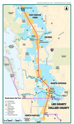 Map shows proposed Bonita Estero Rail Trail corridor