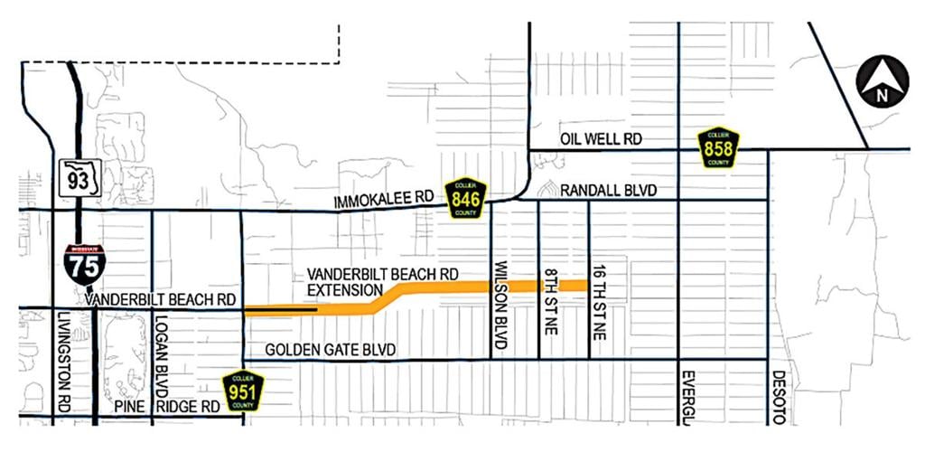 Map shows Vanderbilt Beach Road extension route