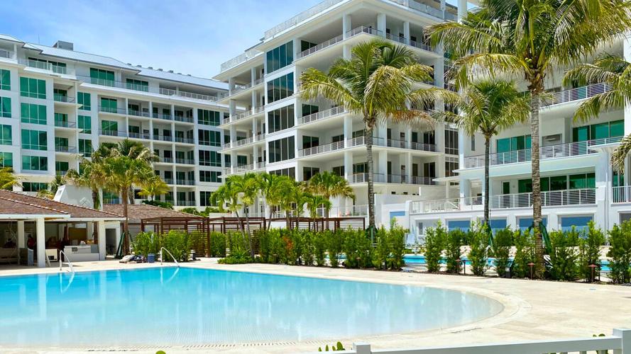 Pool overlooks Four Seasons residences
