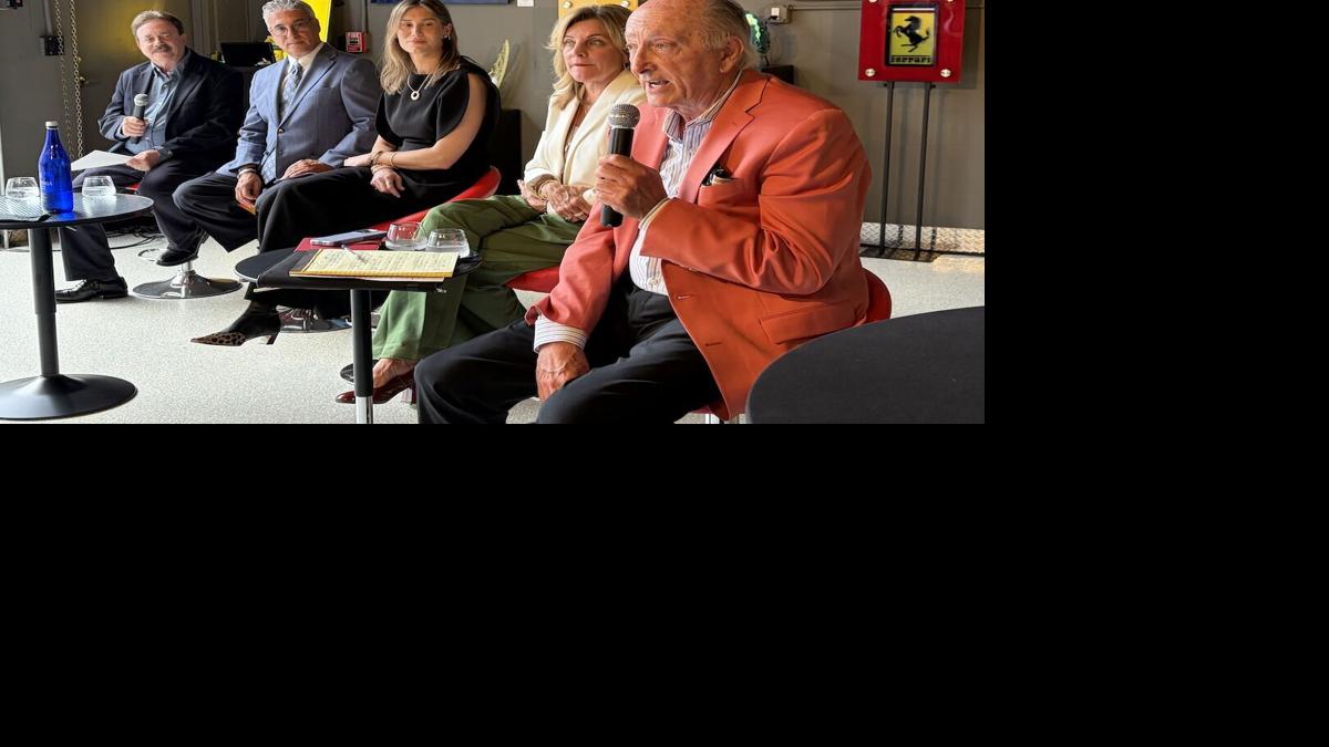 Phll McCabe with microphone and the from left, Tim Aten, Dr. Jim Buonavolonta, Vivian Grimes, Claudine Leger-Wetzel 2.jpeg