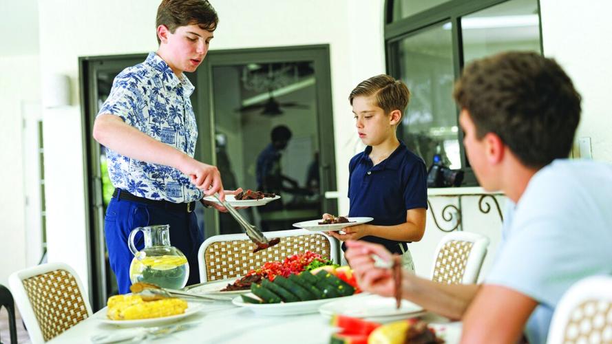 Backyard barbecue is served family style