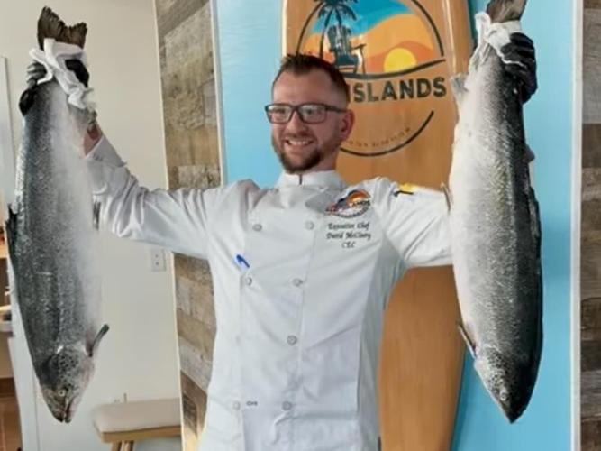 Chef David McCleery prepares fresh seafood at The Islands