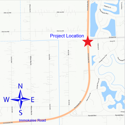Location map for right-turn lane on Immokalee