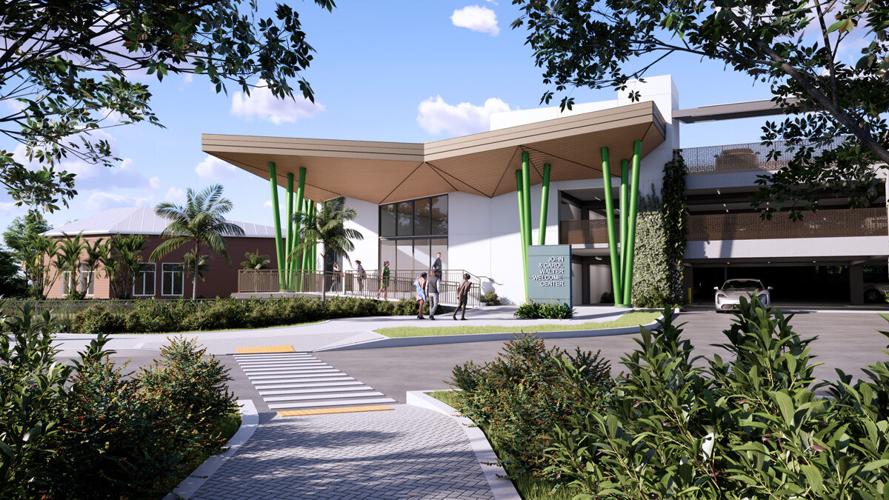 Alternate view highlights campus entry design
