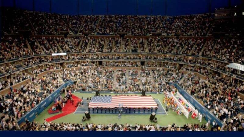 Fans fill Arthur Ashe Stadium during the U.S. Open Tennis Championships in New York City, where two couples will enjoy courtside seats to the 2026 men’s or women’s finals as part of a VIP live auction experience benefiting the Naples Winter Wine Festival.