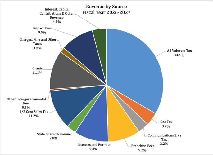 Chart shows Bonita Springs budget revenue sources