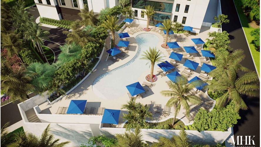 Rendering highlights pool deck at proposed Naples hotel