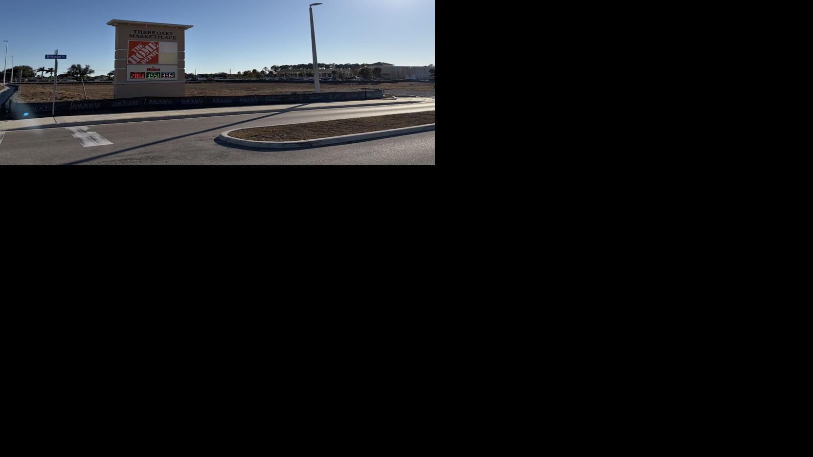 A vacant parcel at Three Oaks Marketplace marks the planned site of a new Chick-fil-A at the northwest corner of Alico Road and Three Oaks Parkway. The project includes a dual drive-thru and expanded seating.