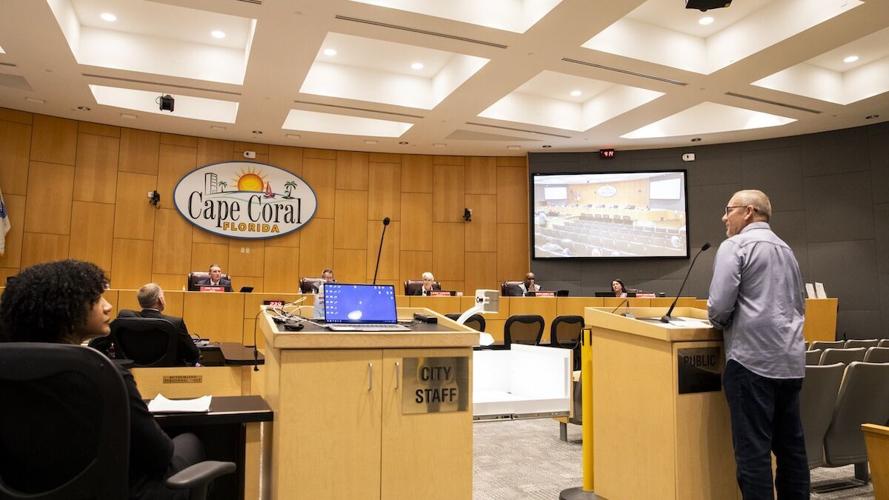 Kevin Black, president of the Northwest Cape Coral Neighborhood Association, speaking to the City Council..jpg