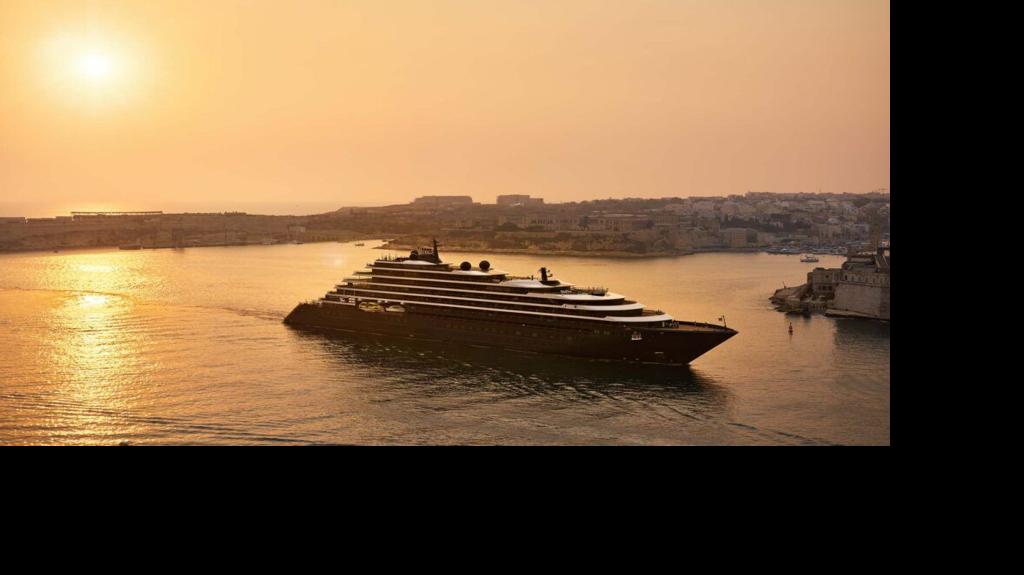 The Ritz-Carlton Yacht Collection’s Evrima sails along the Mediterranean coast as part of a 14-night European escape offered as a live auction lot at the Naples Winter Wine Festival on Jan. 31, 2026.