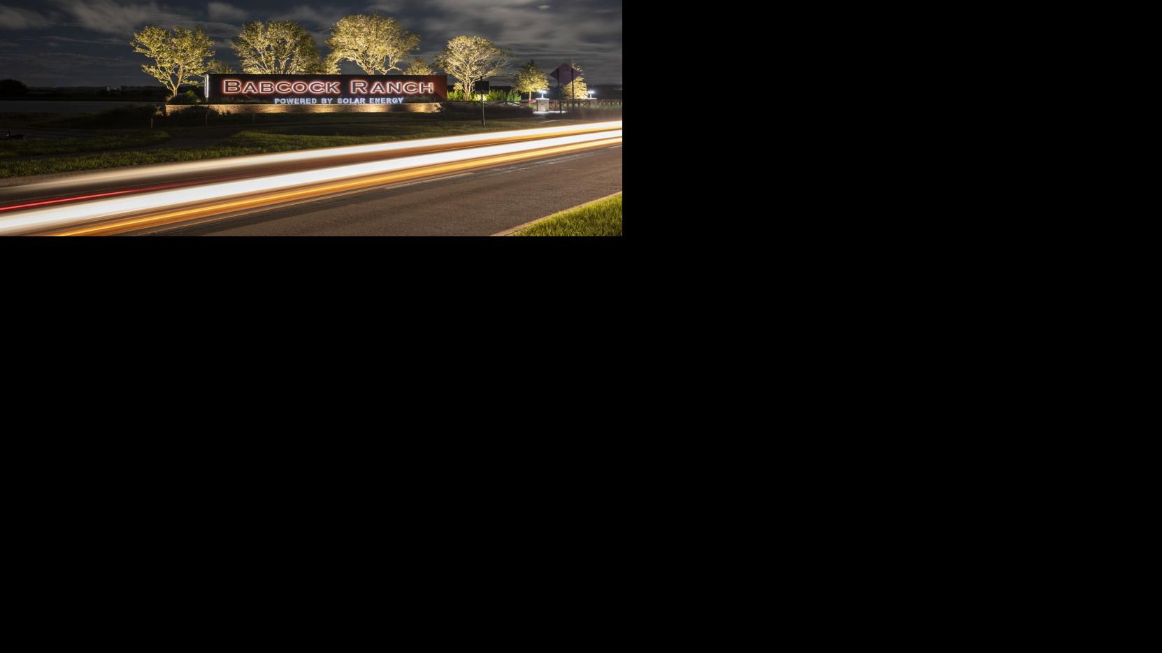 Babcock Ranch entrance at night