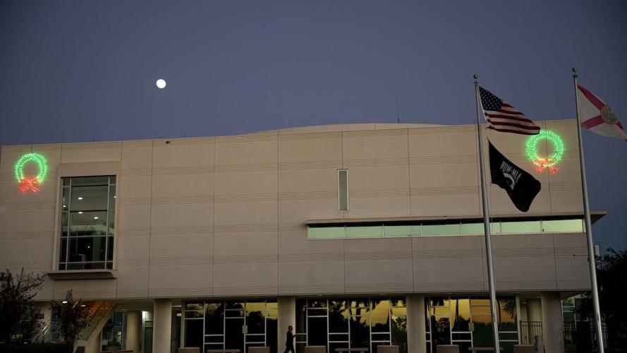 Cape Coral City Hall decorated for Christmas