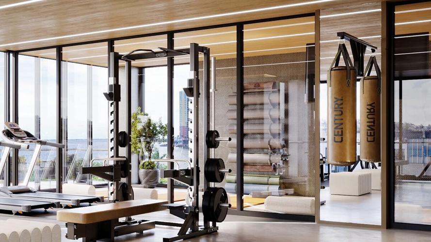 Fitness center offers waterfront views